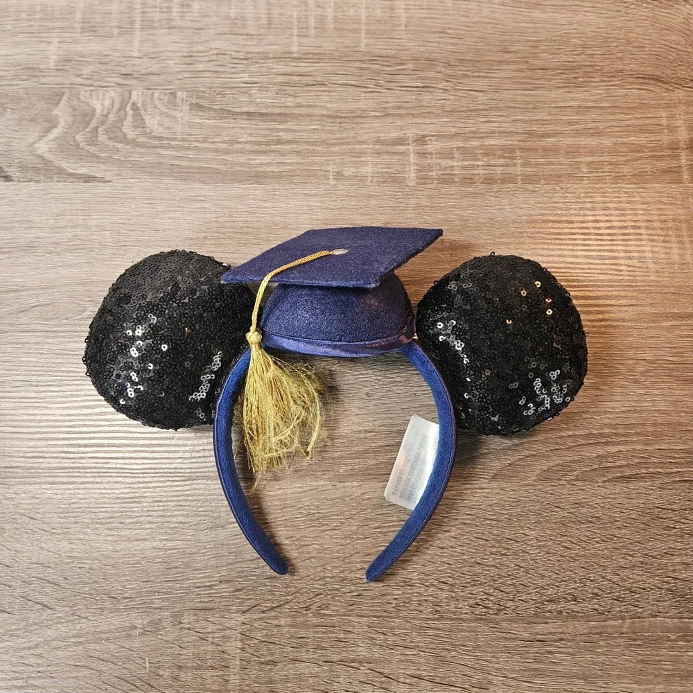 Disney Parks Mickey Mouse Graduation Ears Headband Class of 2018 Navy Blue Gold